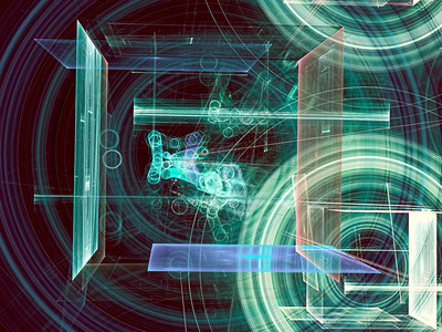 绿色技术背景计算机生成的图像分形插图混沌线圆形和矩形用于桌面壁纸横背景图片
