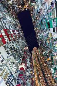 香港晚上拥挤的建筑图片