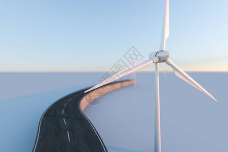 风车和刮线路在开阔3D投影图片