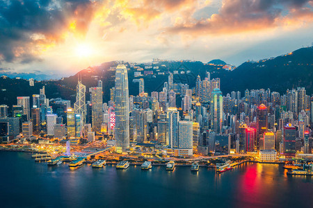 香港城市天际线是亚洲幸福的中心图片