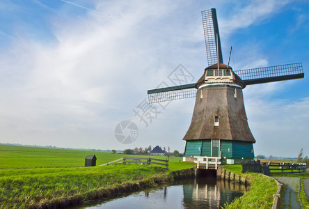 美丽的风车在荷兰背景图片