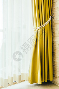 室内卧室内装饰窗帘的美丽奢华豪窗帘背景图片