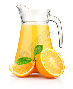 橙汁果和橙子果实的果汁与白图片