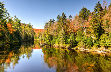 AdirondacksPeakFallFoliage在纽约图片