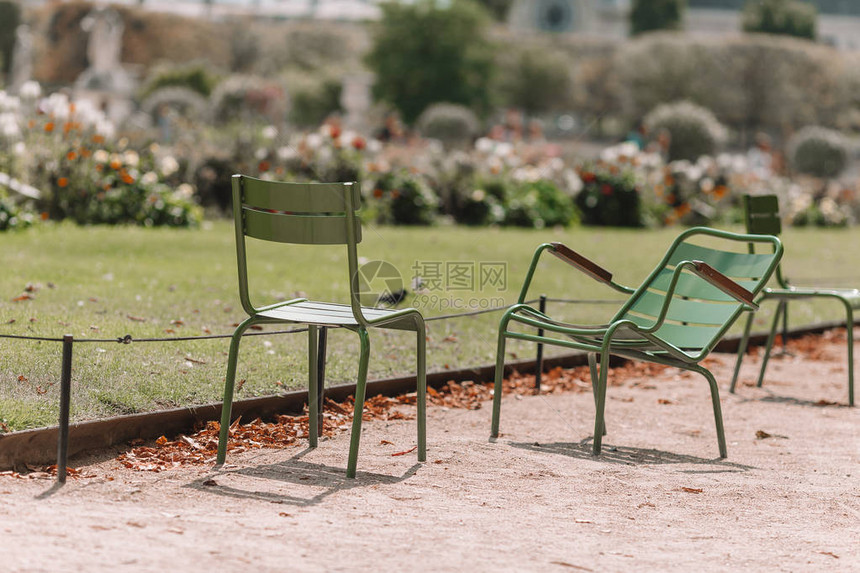 巴黎图利里花园传统绿色椅子TileriesG图片