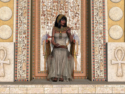 一位年轻的埃及公主坐在老王国的王座上被图片
