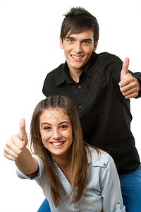青少年夫妇显示拇指向上图片