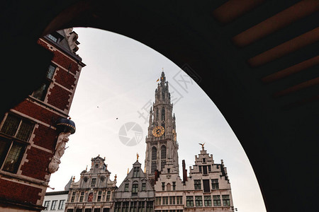 比利时安特卫普美丽的著名圣母大教堂的图片