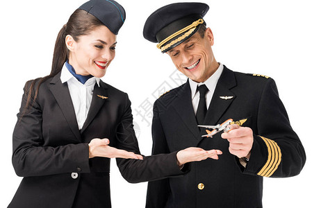 空乘姐和驾驶员携带白色孤图片