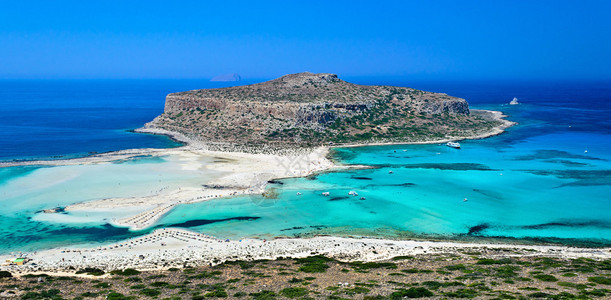 希腊克里特州Balos湾的Gramvousa岛附高清图片