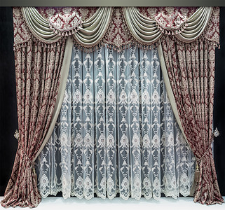 奢华的室内设计布根底颜色的窗帘轻软图片
