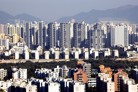 广东省深圳市景现代住宅区现代和旧公背景图片