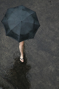 撑着伞走在雨中图片