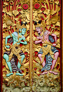 印度尼西亚巴厘岛寺庙的雕刻背景图片
