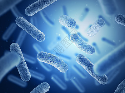 海蜇蓝色背景上的细菌3d插图多个对象设计图片