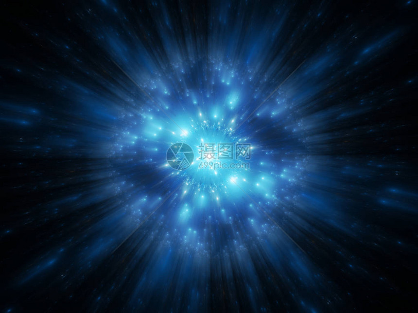 空间中蓝色发光的多维物体计算机生成抽象背景图片