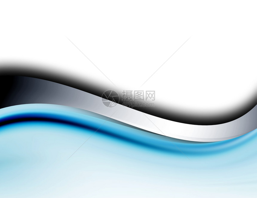 在白色背景的蓝色和镀铬物波浪图片