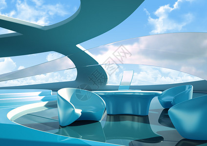 未来的室内摘要商业背景蓝色实验室科幻实验室商背景图片