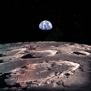 地球在月球上空升起图片