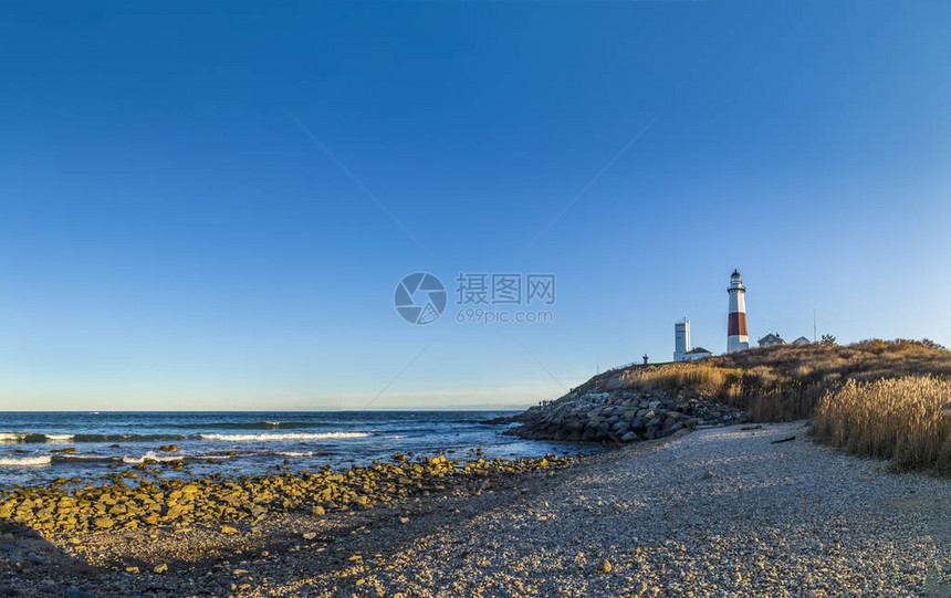 苏福克州纽约长岛灯塔长岛Lighthouse的蒙陶克点光海滩图片