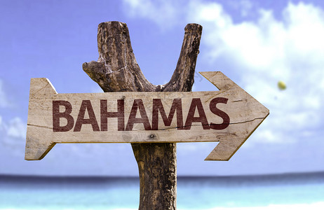 巴哈马木牌背景是海滩图片