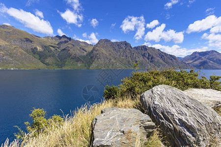 在新西兰南岛皇后镇附近的瓦卡提普湖景色很美华卡提图片