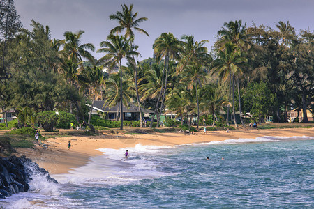 Kauai夏威夷沙滩上图片