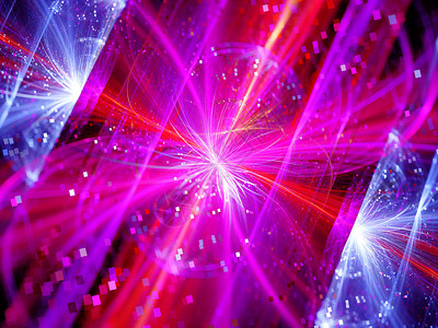 具有粒子的彩色多维能量场计算机生图片