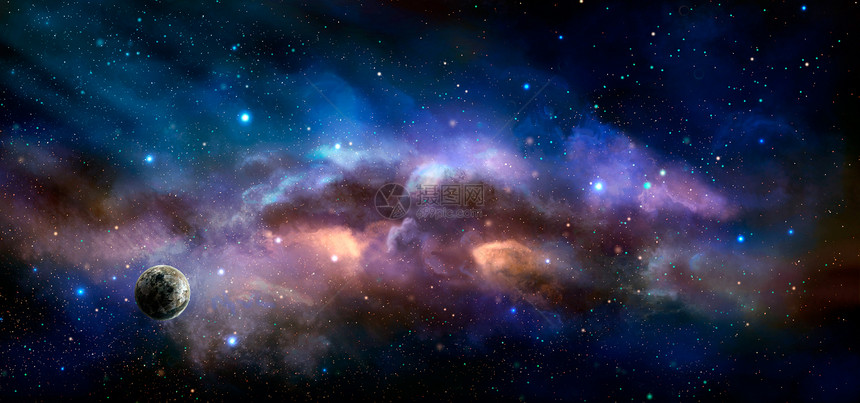 空间场景星际多彩星云和行星由美图片