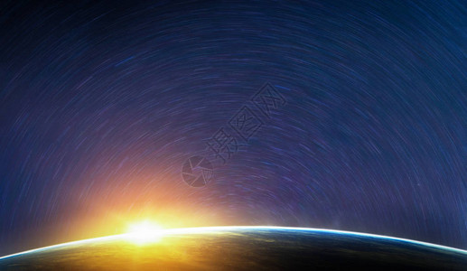 的景观图像日出和星迹从空间观察美国航天局提供的这一图片