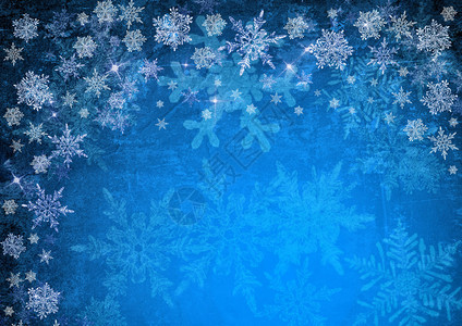 蓝色圣诞背景与雪花图片