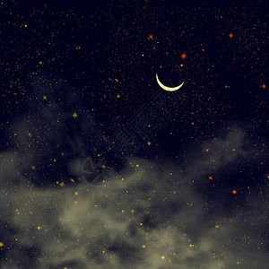 夜空背景星和月亮3D插图图片