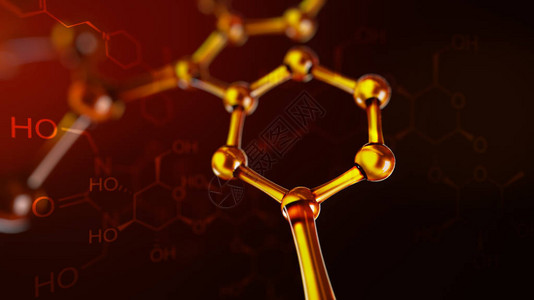 3d分子模型说明具有分子化学方程式的科学背背景图片