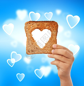 爱的食物用一小块面包帮图片