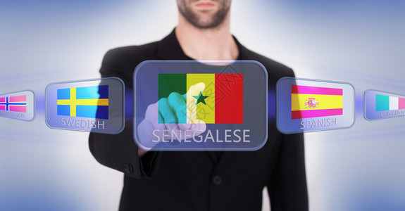 塞内加尔手推触摸屏界面选择语言或图片