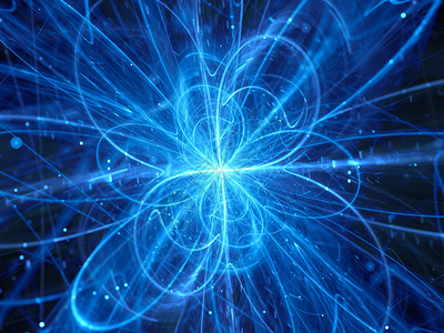 空间中蓝色发光混乱曲线量子理论计算机产生抽象背图片