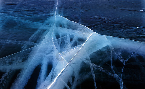 冬天结冰的贝加尔湖表面图片