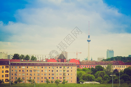 德国柏林市的景观与电视塔AkaFernseht图片