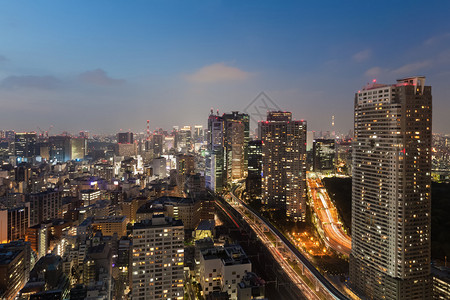 东京都市风景和东京夜空图片