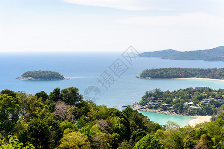 泰国普吉岛HatKataKaronViewpoint的三个海滩和海图片