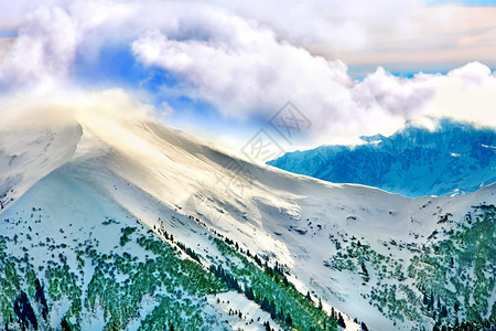 雪山之巅美丽的大自然图片