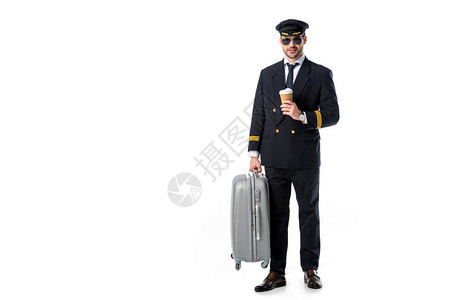 身穿制服和墨镜的年轻飞行员图片