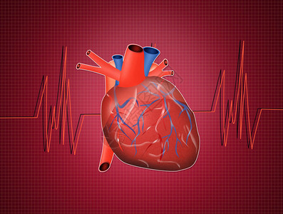 红色背景心电图解背景图片