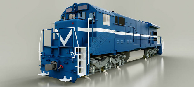 现代蓝色柴油铁路机车图片