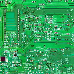 电子印刷电路板特写图片
