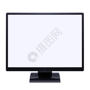 显示器电脑液晶电视屏幕空白桌面显示黑色在白色背景上隔离的图片