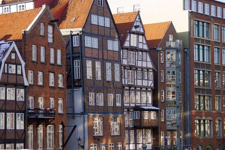 汉堡尼古拉舰队的一排建筑物背景图片