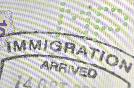 移民管制护照印章碎片重点为移民背景图片