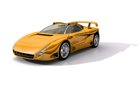 3D黄色运动概念车型模白色背景隔图片
