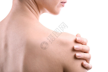 肩部疼痛的年轻女人图片